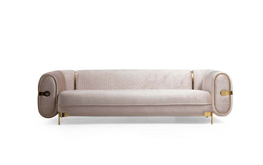 Luxury California Modern Sofa Sets - Cream & Black Velvet Upholstery with Gold Accents - UK Luxury Furniture